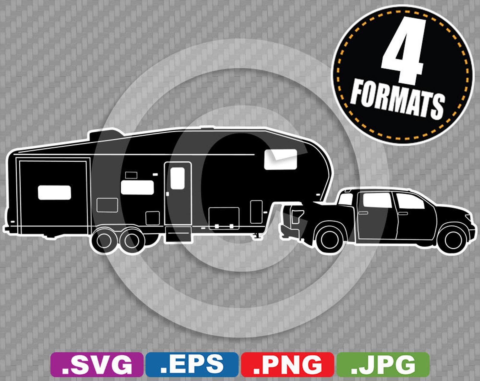 5th Wheel Travel Trailer / Camper / RV Clip Art Image SVG 1 - изображение.