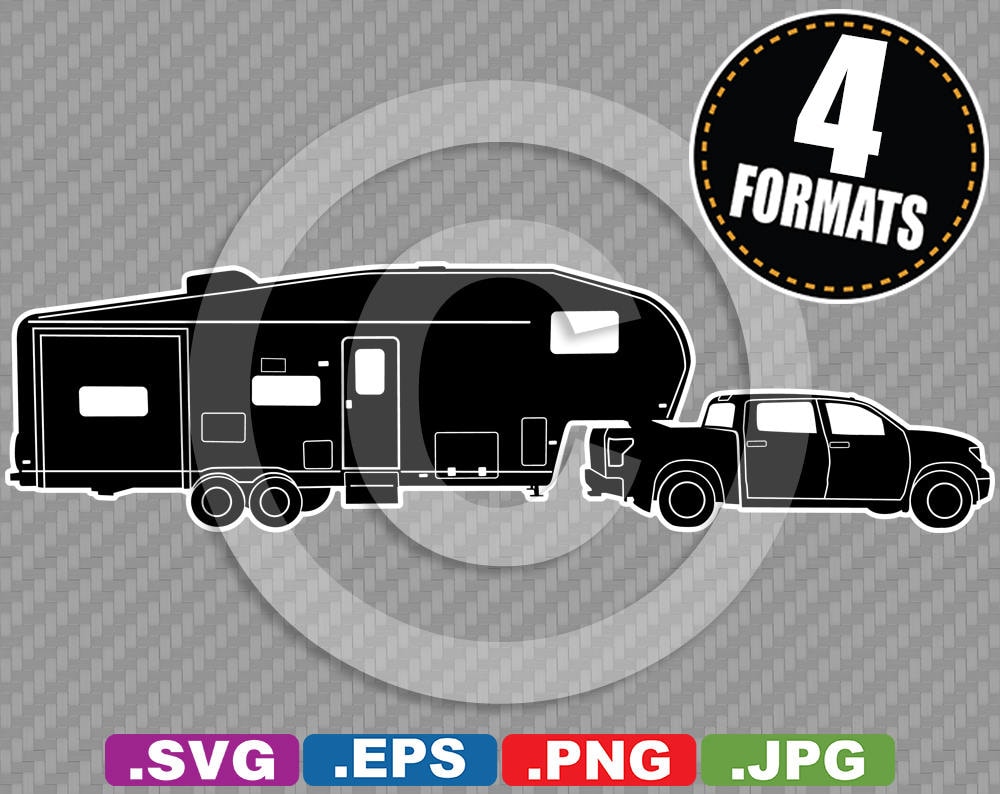 5th Wheel Travel Trailer / Camper / RV Clip Art Image - SVG Cutting ...