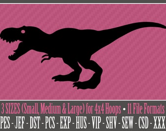 T-Rex Dinosaur / Jurassic - Machine Embroidery Files - 3 Sizes - 4x4 Hoop - 11 Popular Formats - INSTANT DOWNLOAD