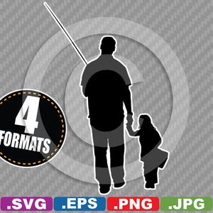 Clip Art de pêche père / fille / enfant - fichier de découpe SVG Plus eps, jpg, & png - TÉLÉCHARGEMENT INSTANTANÉ - inclut une licence d’utilisation commerciale
