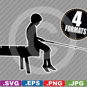 Boy / Child Fishing Clip Art - Fichier de coupe SVG Plus eps (vecteur), jpg, &png - TÉLÉCHARGEMENT INSTANTANÉ - inclut une licence d’utilisation commerciale