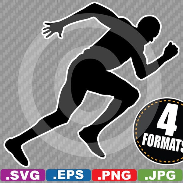 Track and Field - Male Sprinter Clip Art Image - SVG cutting file Plus eps, jpg, & png - INSTANT DOWNLOAD - includes Commercial Use License