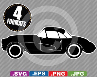 1956 Classic / Antique Sports Car Clipart Image - SVG cutting file Plus eps, jpg, & png - INSTANT DOWNLOAD - includes Commercial Use License