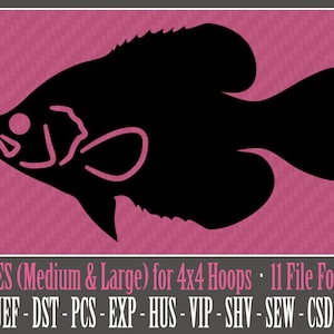Black Crappie / Fish / Fishing - Machine Embroidery Design Files - 2 Sizes - 4x4 Hoop - 11 Popular Formats - INSTANT DOWNLOAD