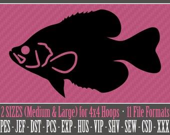 Black Crappie / Fish / Fishing - Machine Embroidery Design Files - 2 Sizes - 4x4 Hoop - 11 Popular Formats - INSTANT DOWNLOAD