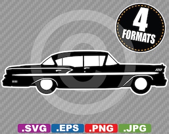 1958 Classic / Antique Car Image - SVG cutting file Plus eps (vector), jpg, & png - INSTANT DOWNLOAD - Includes Commercial Use License
