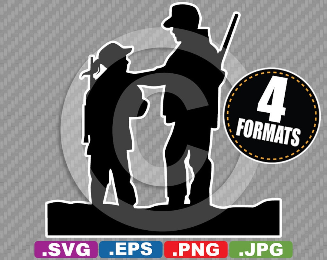 Father / Daughter / Child Hunting Clip Art Image SVG Cutting File Plus