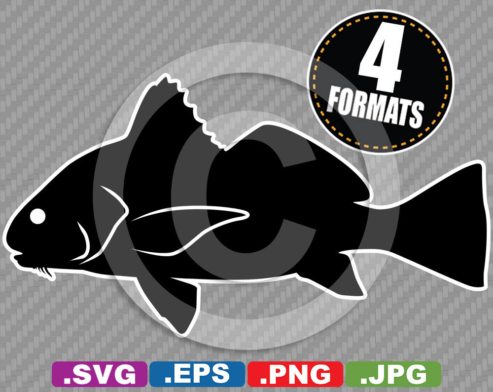Black Drum Fish Clip Art Image SVG Cutting File Plus Eps Etsy