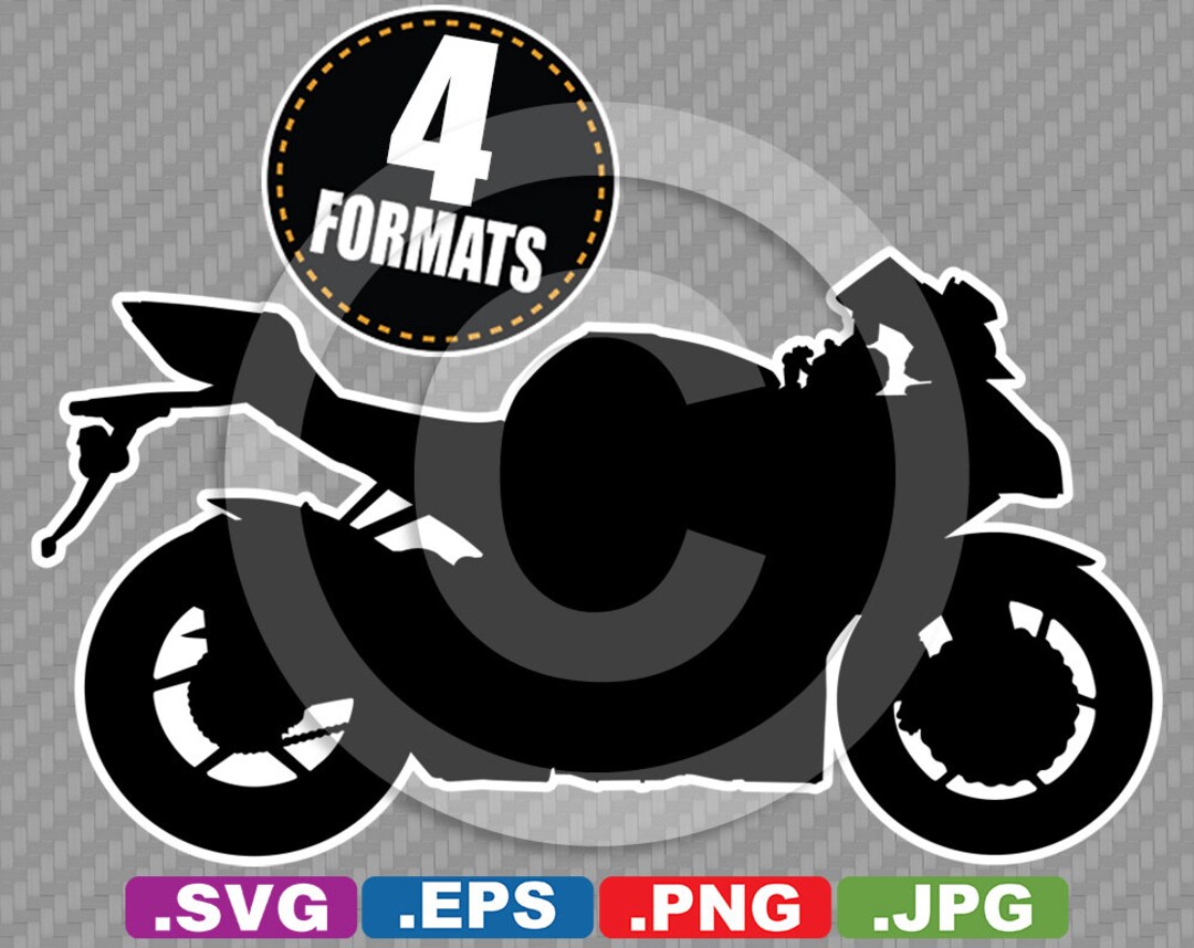 Sport Bike Clip Art Image SVG Cutting File Plus Eps vector, Jpg, & Png INSTANT DOWNLOAD Includes