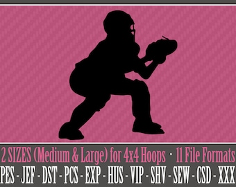 Baseball / Softball Catcher - Machine Embroidery Files - 2 Sizes - 4x4 Hoop - 11 Popular Formats - INSTANT DOWNLOAD