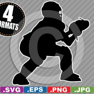 Youth Baseball Catcher Clip Art Image - SVG cutting file Plus eps (vector), jpg, & png - INSTANT DOWNLOAD - includes Commercial Use License