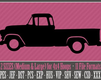 1956 Classic / Antique Pickup Truck - Machine Embroidery Design Files - 2 Sizes - 4x4 Hoop - 11 Popular Formats - INSTANT DOWNLOAD