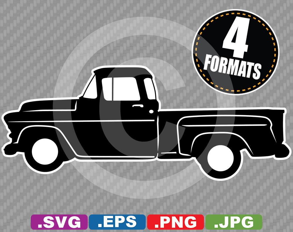 Download 1956 Classic/Antique Pickup Truck Clip Art Image SVG ...
