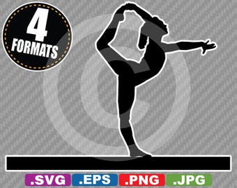 Female Gymnast / Balance Beam Clip Art Image - SVG cutting file Plus eps, jpg, & png - INSTANT DOWNLOAD - includes Commercial Use License