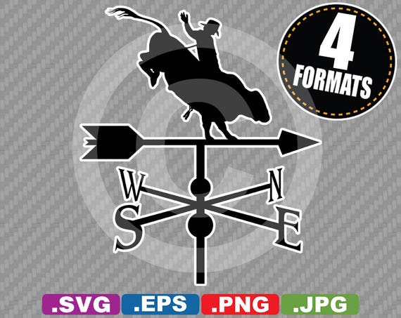 Rodeo Bull Rider Weather Vane Clip Art Image Svg Cutting Etsy