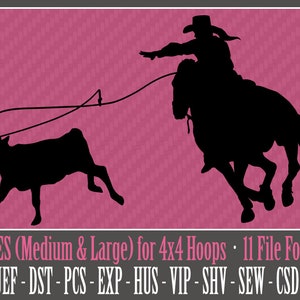 Rodeo Cowgirl - Kalb Roping - Maschine Stickerei Design Dateien - 2 Größen - 4 x 4 Reifen - 11 beliebte Formate - INSTANT DOWNLOAD