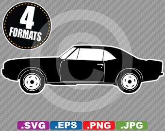 Classic 1967 Muscle Car Clip Art Image - SVG cutting file Plus eps(vector), jpg, & png - INSTANT DOWNLOAD - includes Commercial Use License