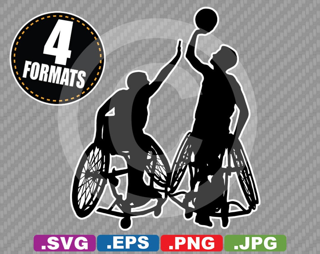 Wheelchair Basketball Clip Art Image SVG Cutting File Plus Eps vector, Jpg, & Png INSTANT