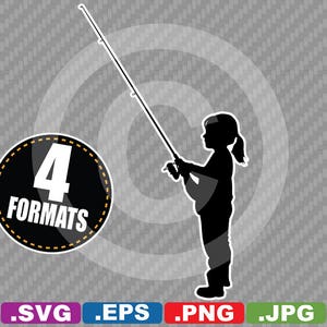 Girl / Child Fishing Clip Art - Fichier de coupe SVG Plus eps (vecteur), jpg, &png - TÉLÉCHARGEMENT INSTANTANÉ - inclut une licence d’utilisation commerciale