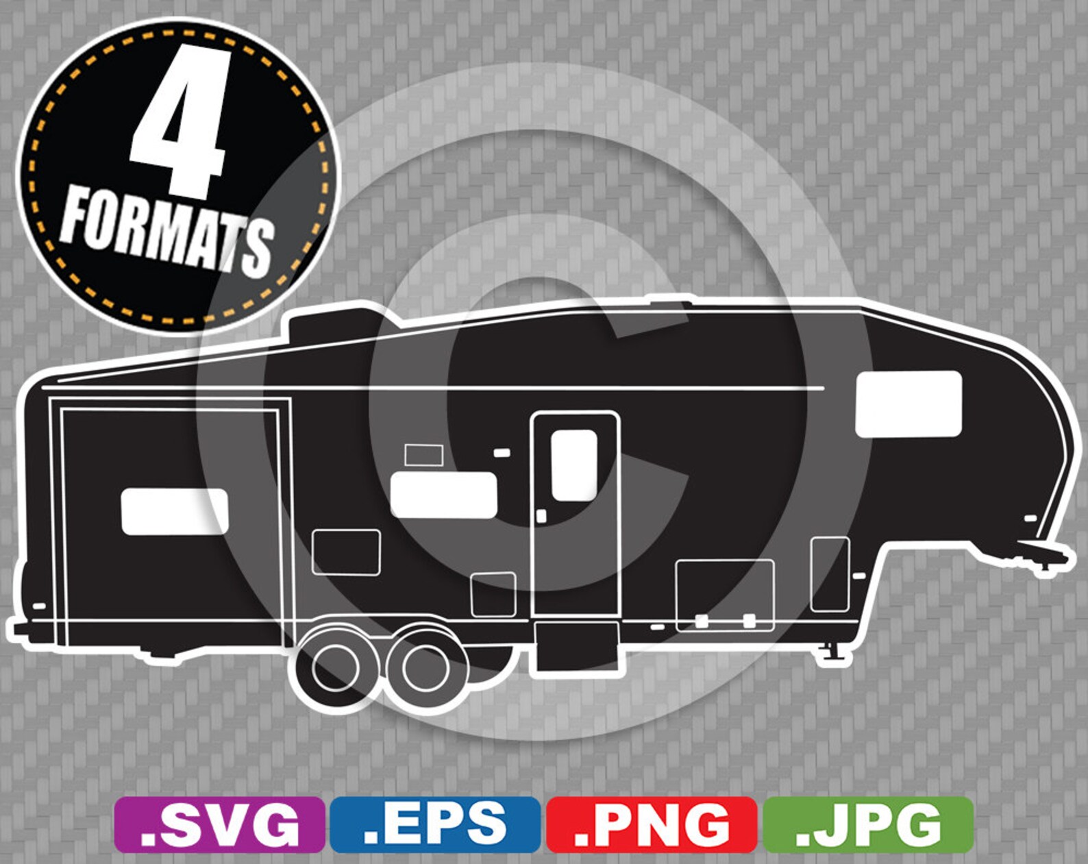 5th Wheel Travel Trailer / Camper / RV Clip Art Image - SVG Cutting ...