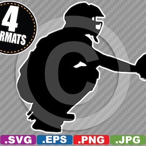 Baseball / Catcher / Player Clip Art Image - SVG cutting file Plus eps, jpg, & png - INSTANT DOWNLOAD - includes Commercial Use License