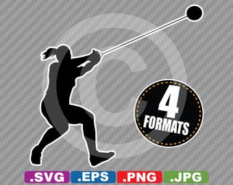 Track and Field - Hammer Throw - Female Clip Art Image - SVG cutting file Plus eps (vector), jpg, & png - includes Commercial Use License