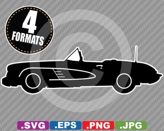 1960 Classic Sports Car Clip Art Image - SVG cutting file Plus eps (vector), jpg, & png - INSTANT DOWNLOAD - includes Commercial Use License