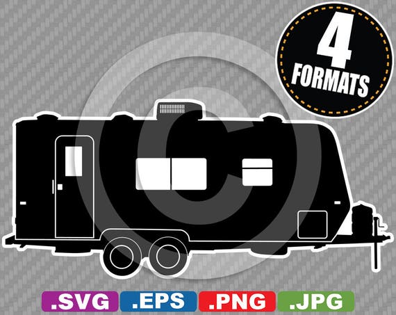 Travel Trailer Camper Rv Clip Art Image Svg Cutting File Etsy