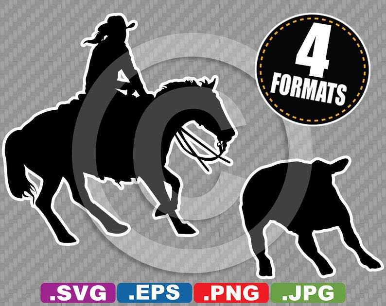 Download Rodeo / Cutting Horse / Cowgirl Clip Art Image SVG cutting ...