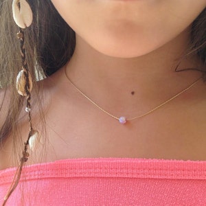 Opal necklace for girls, Opal Ball Necklace, Opal Gold Necklace, Opal Jewelry ,Pink Opal ,Minimalist Everyday, Children Necklace,Gift