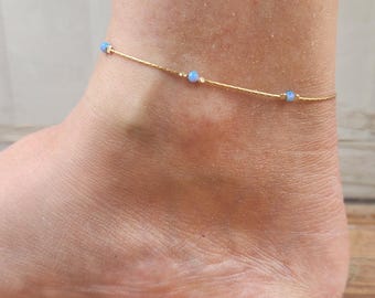 Dainty anklet,opal anklet,beach anklet,minimalist,everyday anklet,gold anklet,opal bead anklet,ankle bracelet,opal jewelry