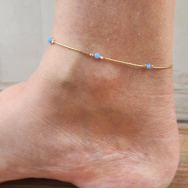 Dainty anklet,opal anklet,beach anklet,minimalist,everyday anklet,gold anklet,opal bead anklet,ankle bracelet,opal jewelry