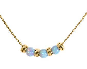 Opal bead necklace,minimalist necklace,opal beaded necklace,dainty necklace gold,blue opal necklace,opal jewelry,Gift for her,opal necklace