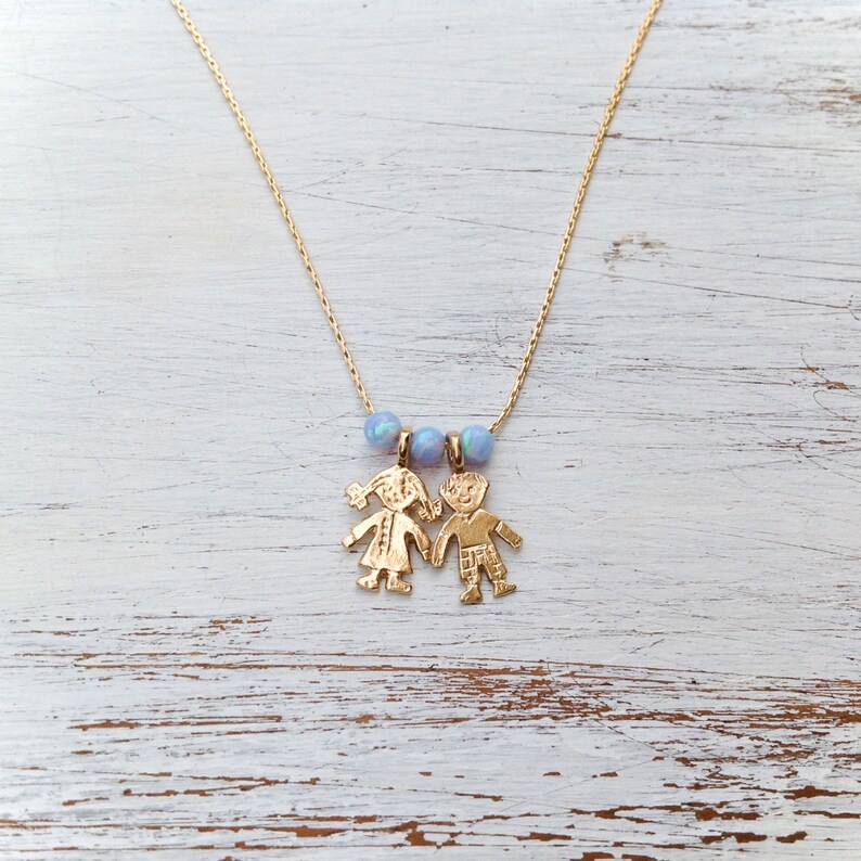 Opal Necklace Boy Girl Necklace Children Necklace Gold Etsy