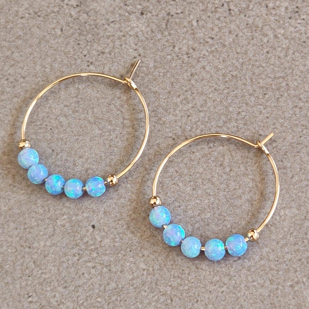 Parkside Accessories Opal Hoop Stud Earring Blue/gold main image 0