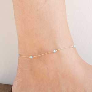 Dainty anklet,opal anklet,beach anklet,minimalist,everyday anklet,gold anklet,opal bead anklet,ankle bracelet,opal jewelry