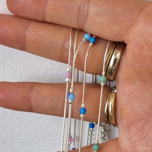Dainty Choker Necklace, Opal Choker necklace, simple choker, Silver choker necklace, Opal necklace, Protection necklace, Silver opal choker image 7