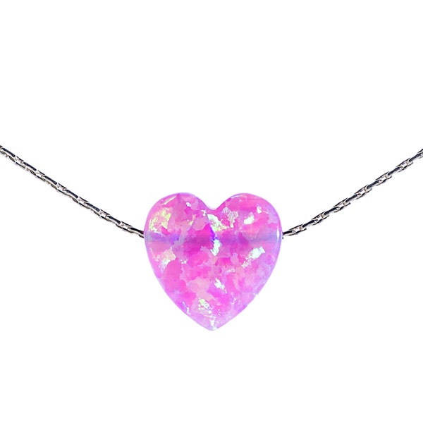 Pink Opal heart necklace, opal necklace, heart opal necklace , holiday gift, heart necklace, gold filled necklace, heart opal -004