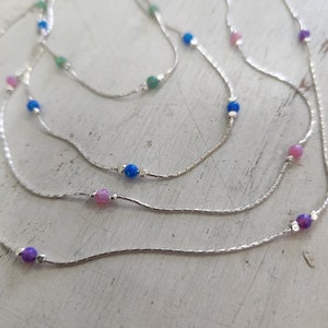 Dainty Choker Necklace, Opal Choker necklace, simple choker, Silver choker necklace, Opal necklace, Protection necklace, Silver opal choker image 1