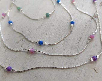 Collana Choker Dainty, Collana Opal Choker, girocollo semplice, Collana girocollo argento, Collana Opale, Collana di protezione, Girocollo opale argento