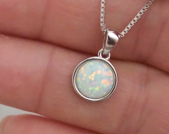White Opal Silver necklace, Opal Necklace,Opal jewelry,silver opal Necklace,Dainty necklace,White Opal necklace,Minimalist Silver necklace