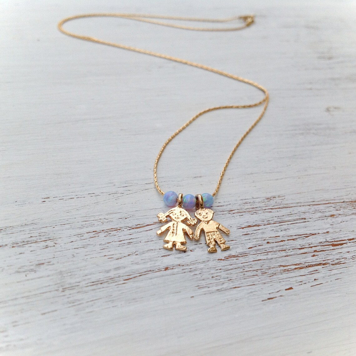 Opal Necklace Boy Girl Necklace Children Necklace Gold Etsy