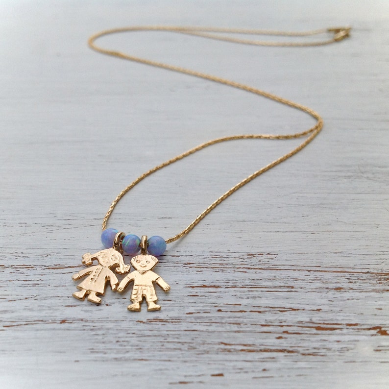 Opal Necklace Boy Girl Necklace Children Necklace Gold Etsy