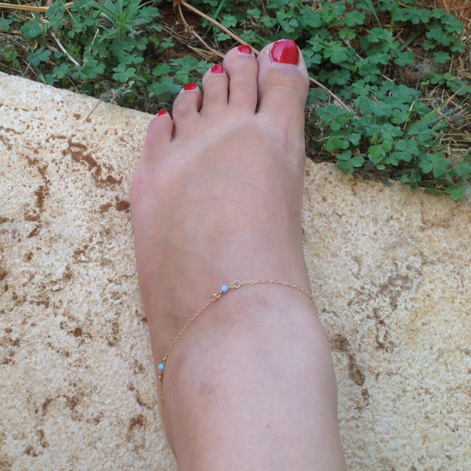 Opal Ankletgold Ankletbeach Jewelryopalankle Braceletopal Etsy