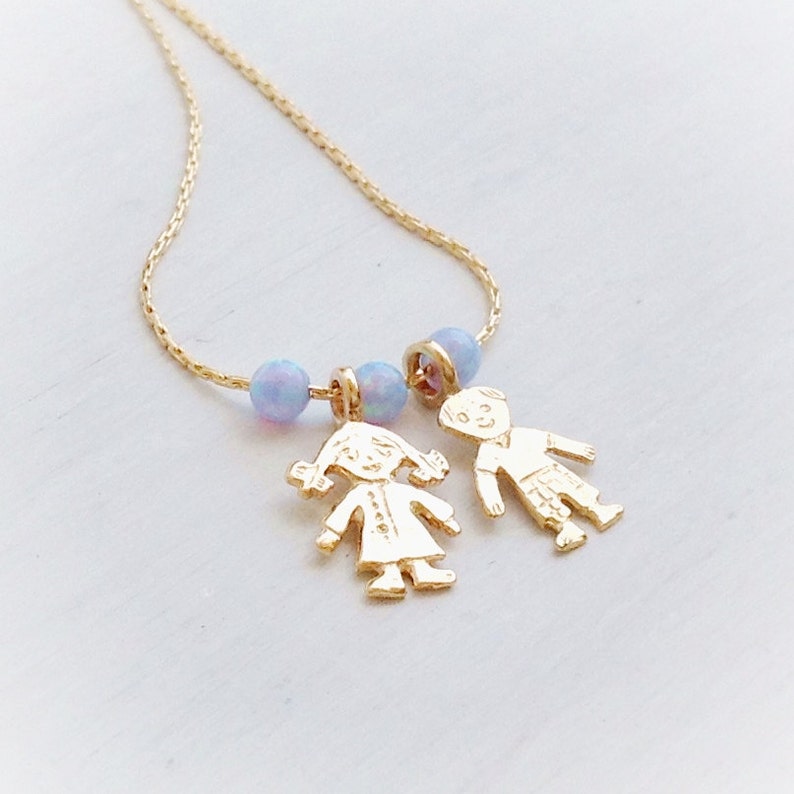 Opal Necklace Boy Girl Necklace Children Necklace Gold Etsy