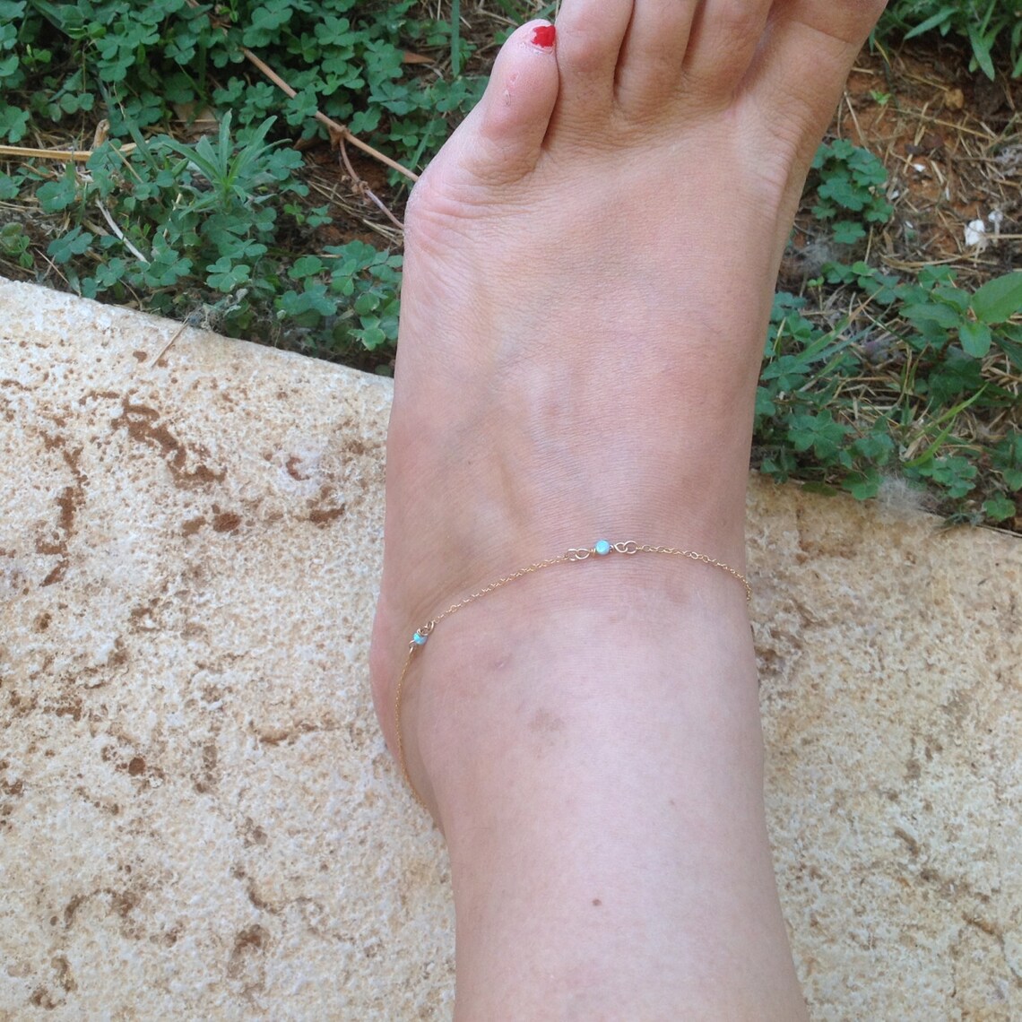 Opal Ankletgold Ankletbeach Jewelryopalankle Braceletopal Etsy