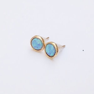 gold earrings,blue opal earrings,opal earrings,stud earrings, white opal, post earrings with opal stone,gold filled earrings,dainty earrings