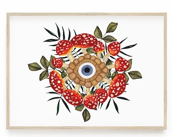 Evil Eye Wall Art and Mushroom Print