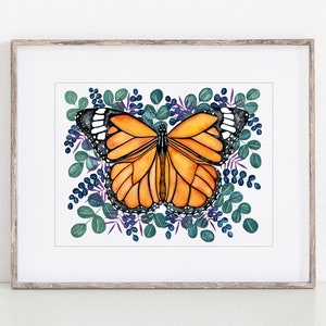 Monarch Butterfly Art Print for Wall Art, Lake House decor