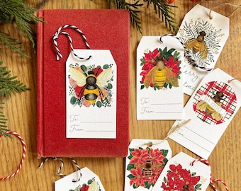 Christmas Bee printable gift tag